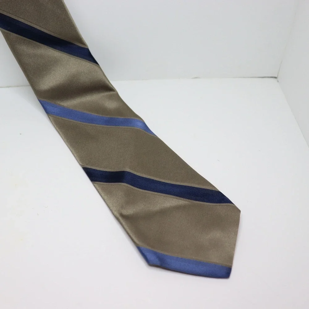 Sears Classic Silk blend Necktie OS Brown Mens Office Professional Striped